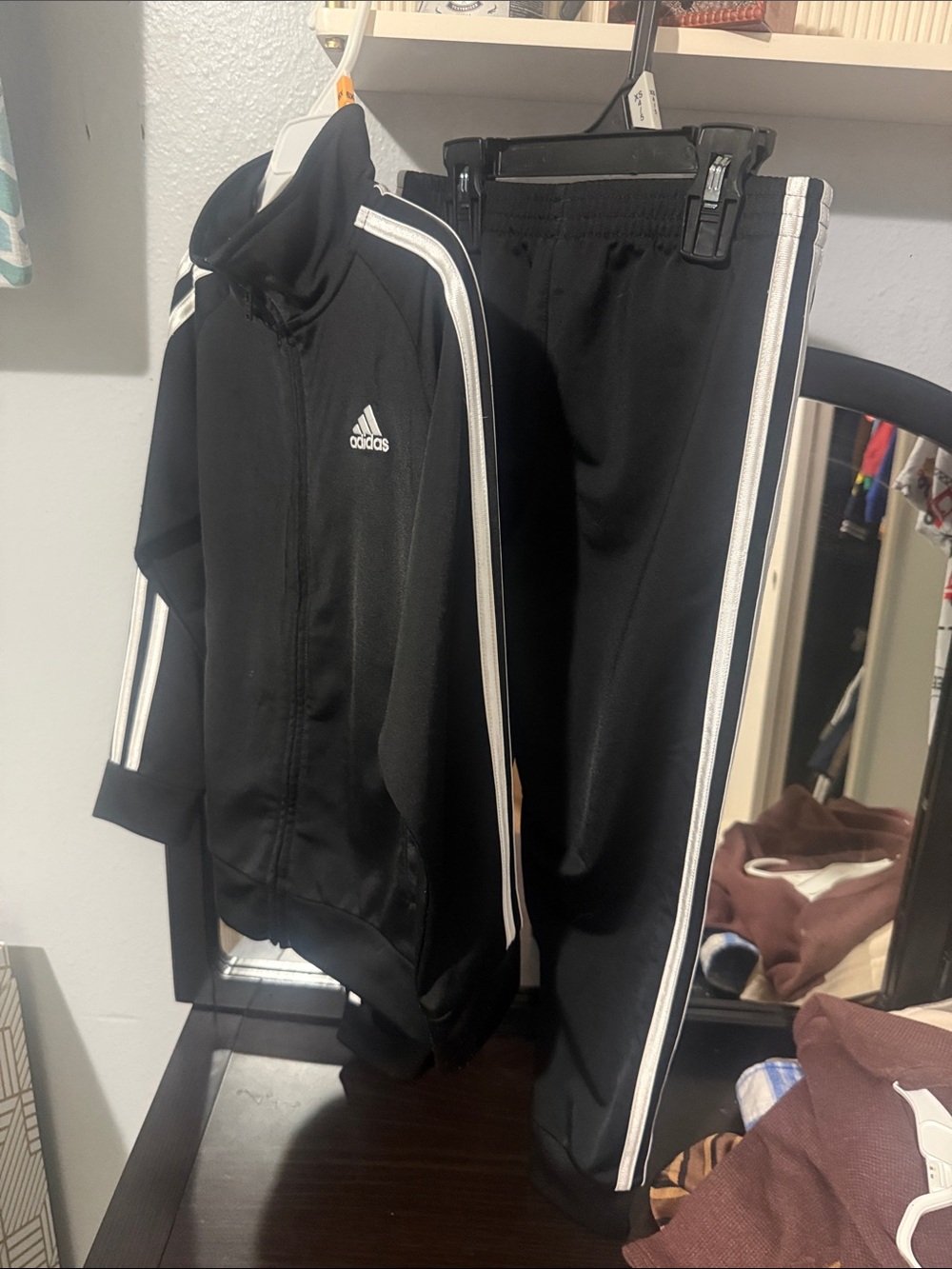 adidas Black & White Kids Track Sweatpants and Jogger Jacket Set